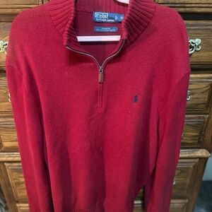Ralph Lauren Men's Zip Up Red Sweater